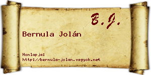 Bernula Jolán névjegykártya